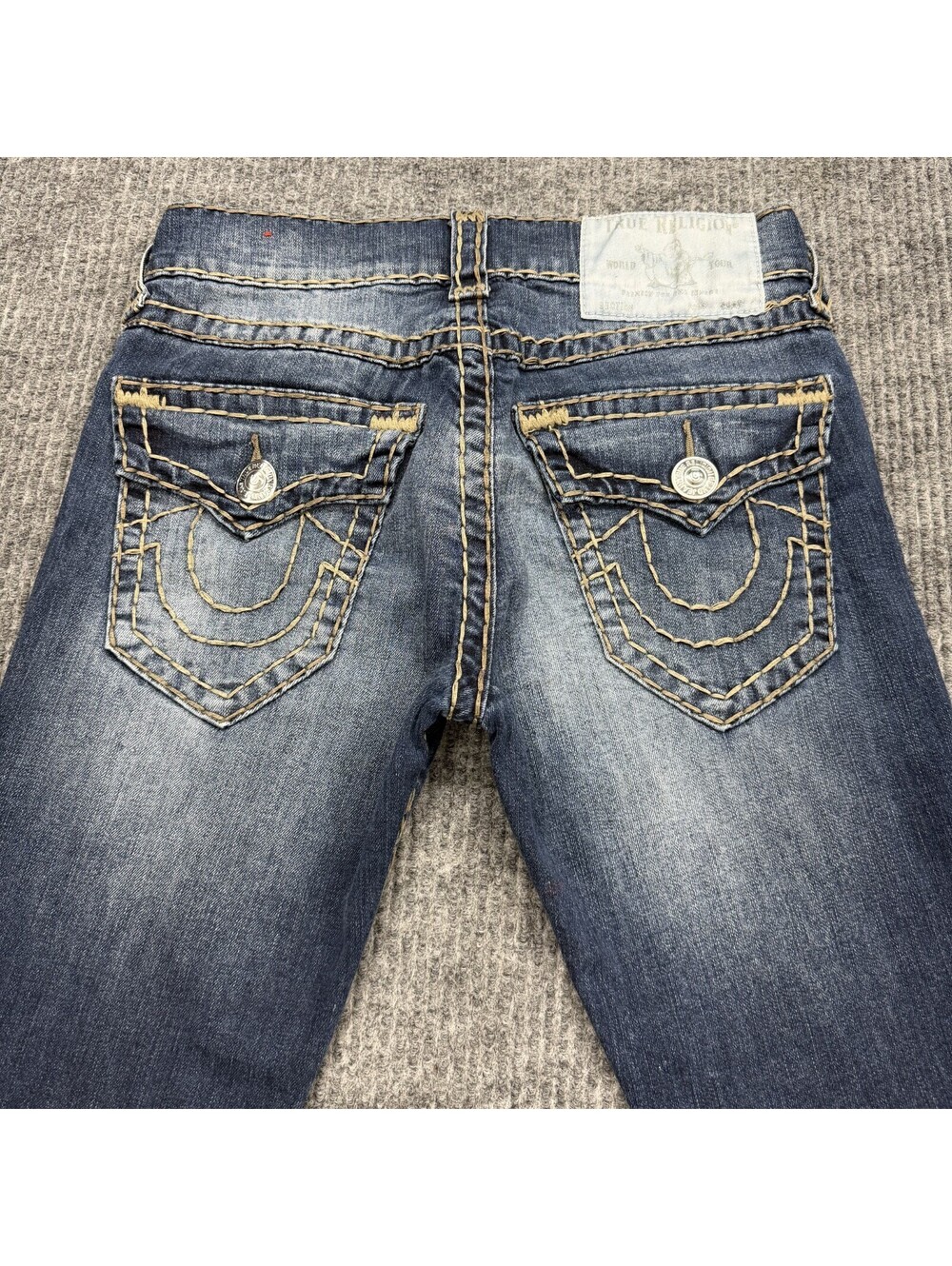 True Religion Rocco Jeans Womens 28x33 Blue Stonewashed Denim Relaxed Skinny